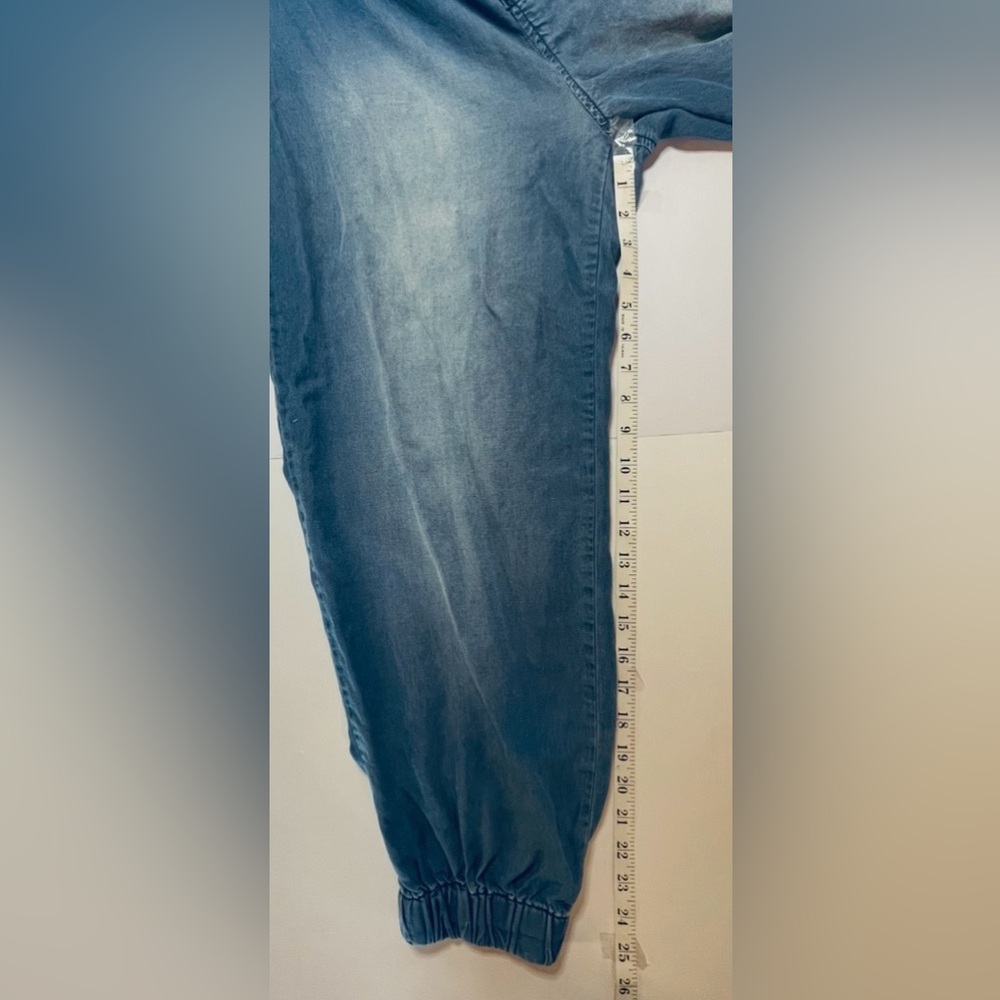 Zenana Outfitters faux Washed Blue Denim 100% Lyocell Elastic Waist Pants - Picture 14 of 14